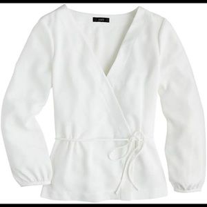 SOLD❌JCrew Drapey Faux Wrap Top in Ivory